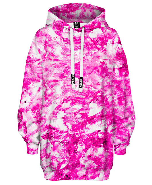 bluza z kapturem damska Bluza Oversize Tunika DR.CROW Marble Pink