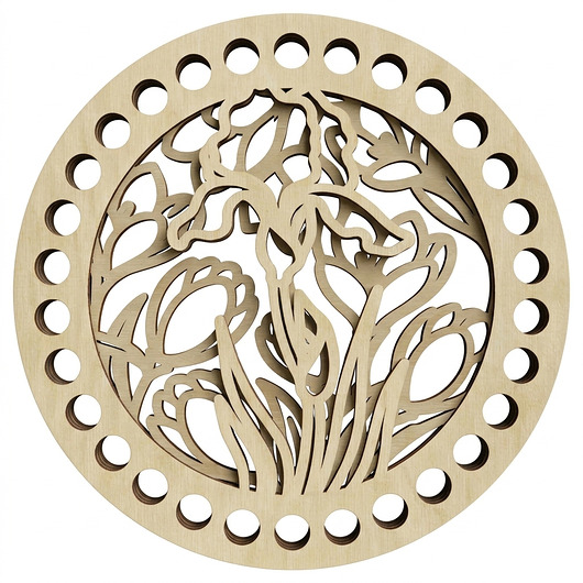 makramy Baza AŻUR Wieczko do Szydełkowania Koszyka Okrąg 15cm Drewniany ze Sklejki