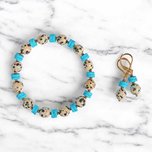 komplet biżuterii RAZEM TANIEJ! jasper collection : bransoletka i kolczyki : jaspis & lawa