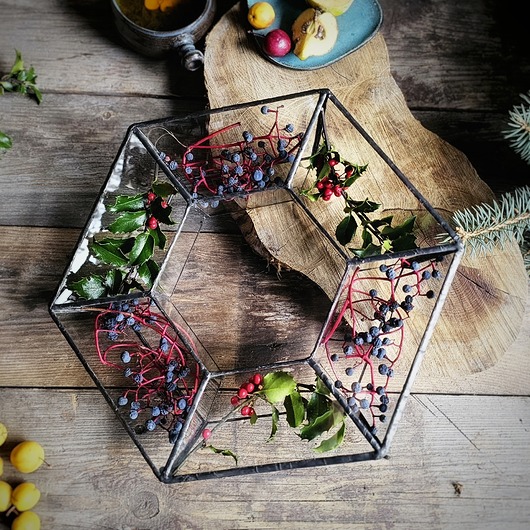 wianki bożonarodzeniowe Wianek geometryczny ze szkła