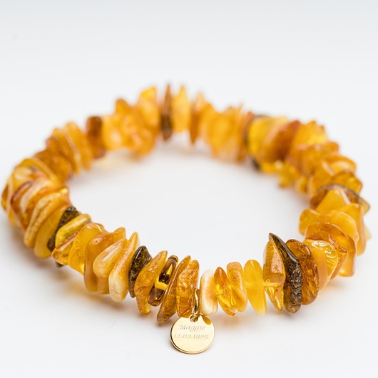 bransoletki z kamieni naturalnych Bransoletka PERSONALIZOWANA z bursztynu bałtyckiego, sieczka