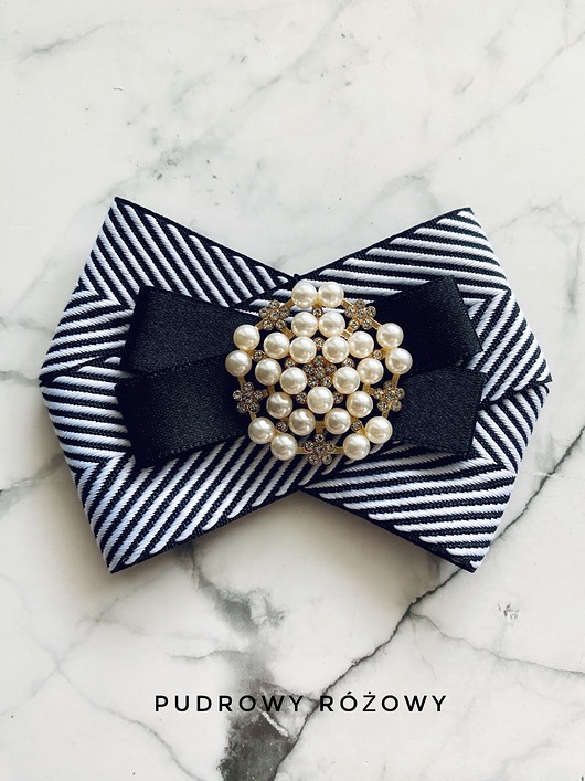 broszki Black & White Brosza   z perłami  NEW