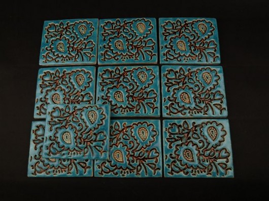 dekory ceramiczne komplet brązowo-turkusowy Dekornia