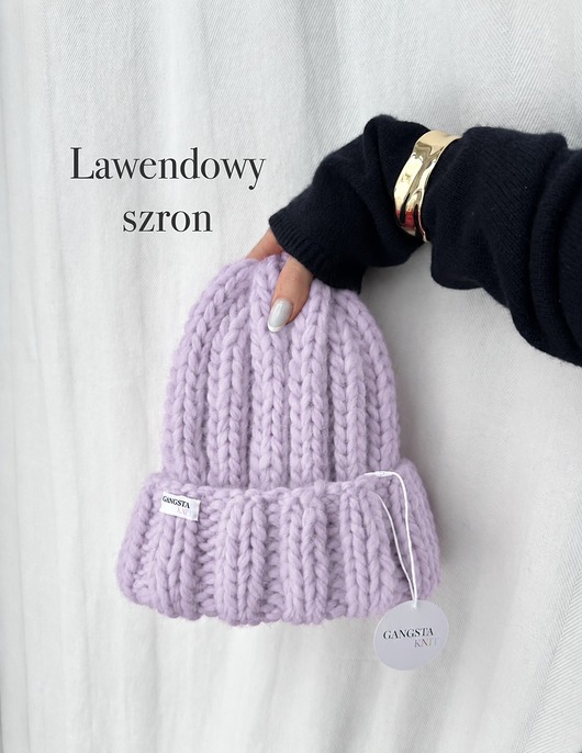 czapki damskie Czapka Nordic 100% wełna *lawendowy szron*