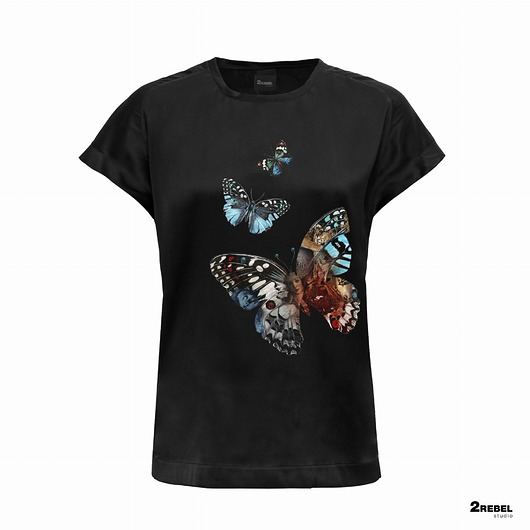 t-shirt damskie Jedwabny t-shirt 2Rebel "BUTTERFLY"