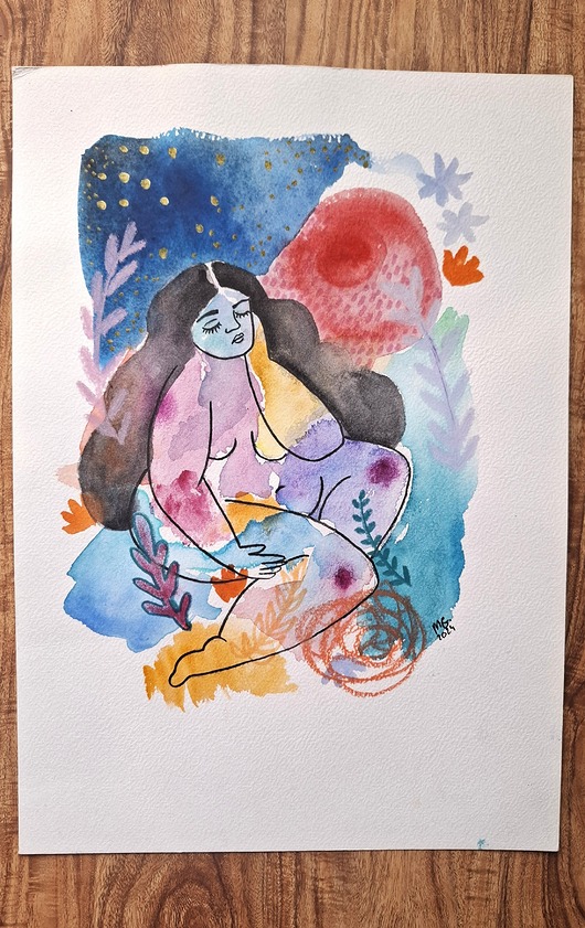 grafiki i ilustracje Kobieta w kolorach akwarela