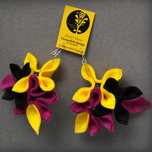 YellowFuchsiaBlack FlowerFelt Design