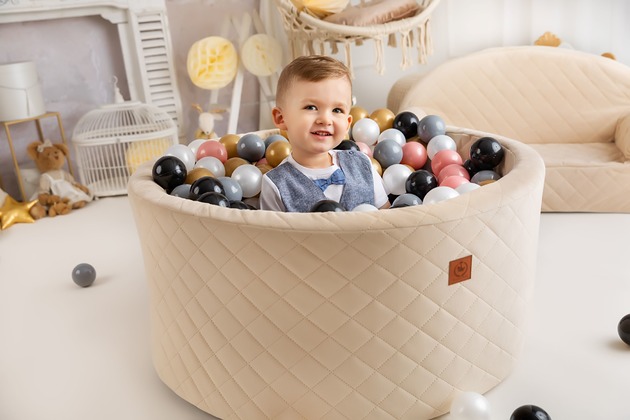 Basen z kulkami kremowy pikowany velvet Royal Child