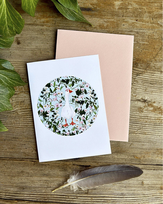 kartki okolicznościowe - wydruki Gąska- Kartka- Grafika- Ilustracja- Ptaki- Goose