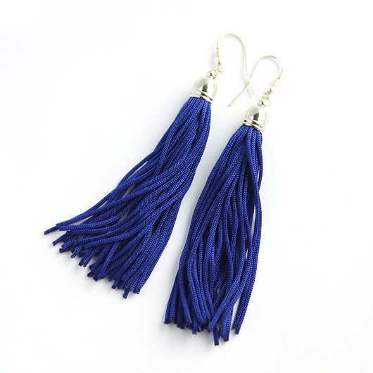 kolczyki chwosty Kobaltowe kolczyki chwosty frędzle