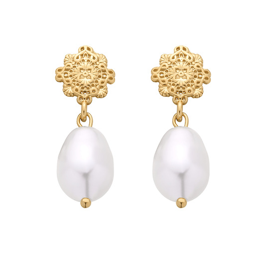 kolczyki pozłacane Złote kolczyki z perłami