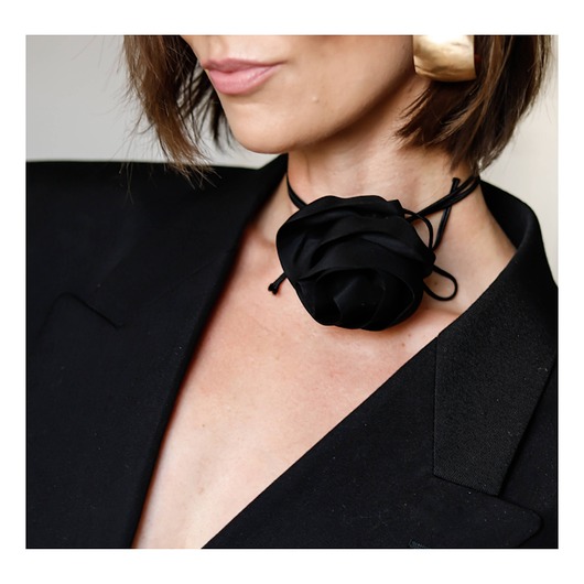 chokery Jedwabny czarny choker