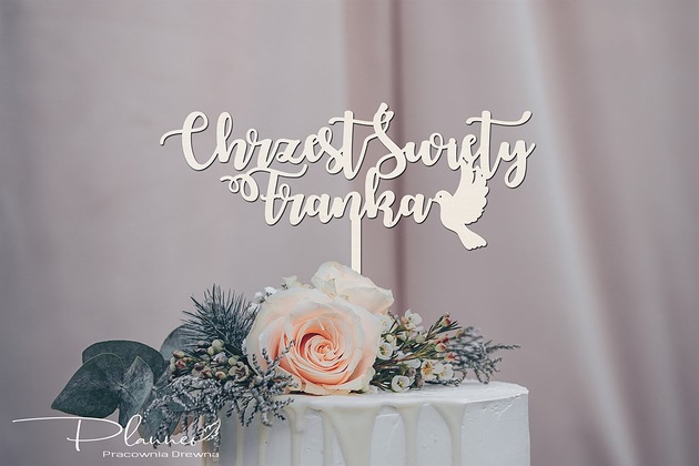 ozdoby na chrzest Toper Topper na tort Chrzest Święty gołąbek