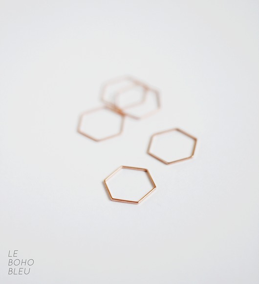 pierścionki złote Rose Gold Plated Hexagon Shape Ring