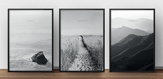 Zestaw 3 plakatów freedom, silence, calm- 50x70 scandiposter