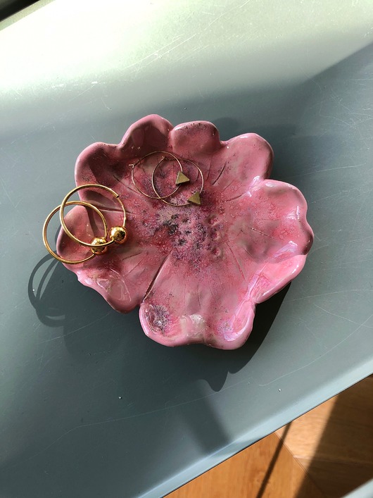 pojemniki na biżuterię Ceramiczna podstawka Różowy Kwiat