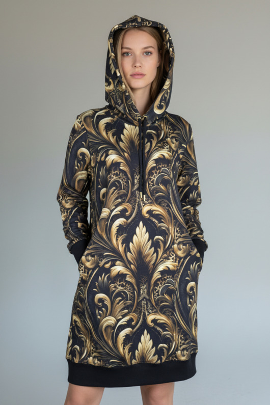 sukienki midi damskie Sukienka dresowa ornamenty Dharana, rozmiar M