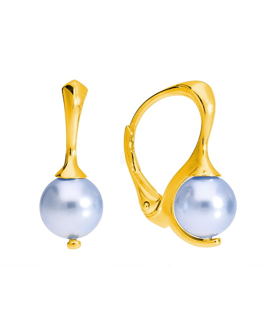 Kolczyki angielskie z niebieską perłą Swarovski KOM Biżuteria