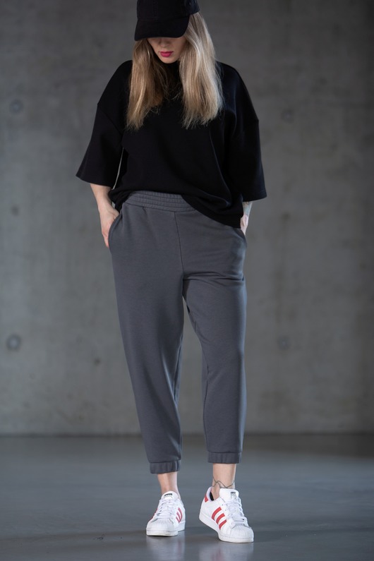 t-shirt damskie T-shirt oversize Wafel czarny