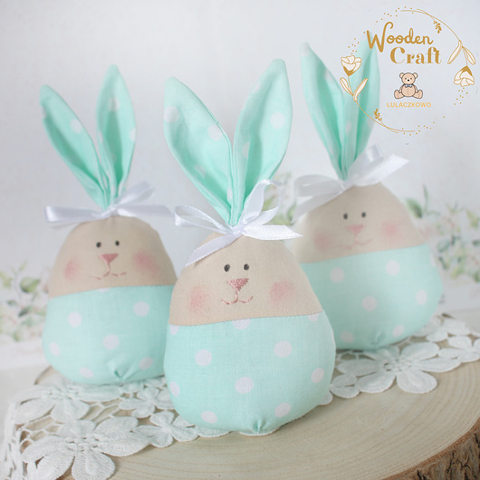 ozdoby wielkanocne Króliczek jajo wielkanocne, dekoracja na Wielkanoc, wiosnę - jasna mięta