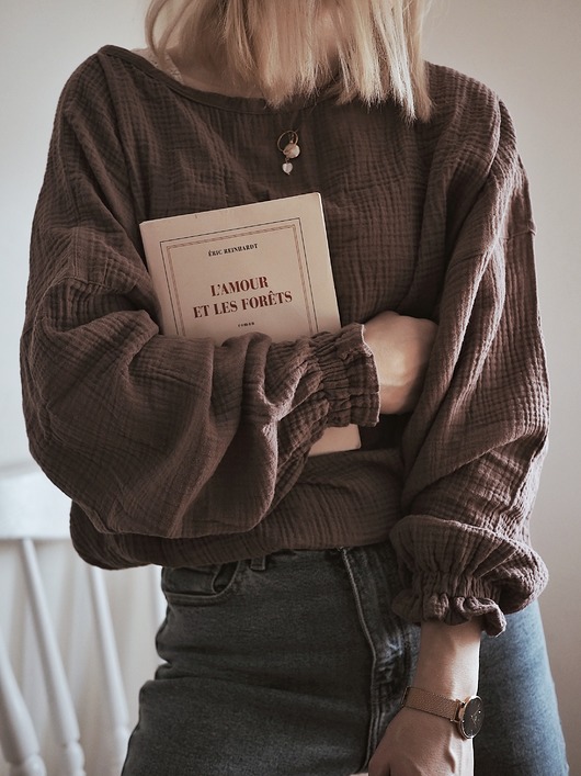 bluzki z długim rękawem damskie Muślinowa bluzka Odetta