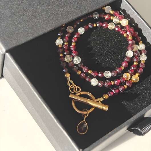 złote naszyjniki Naszyjnik granat cytryn