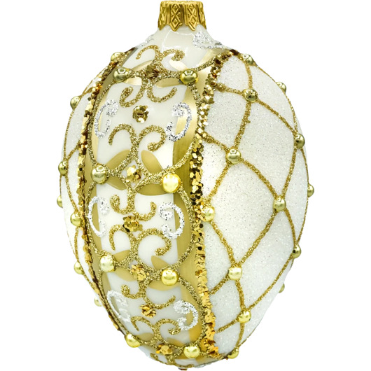 ozdoby choinkowe Bombka choinkowa: Jajo ze złotym ornamentem: białe