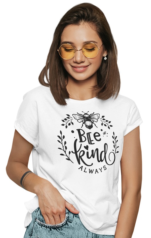 t-shirt damskie koszulka bee kind pszczoła