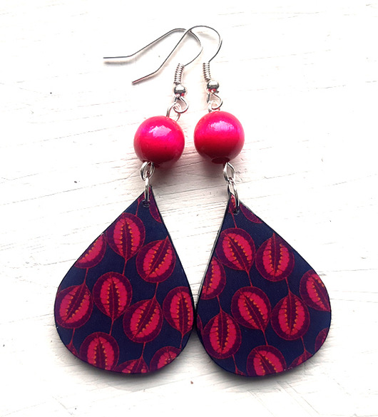 kolczyki drewniane Żwawa żurawka