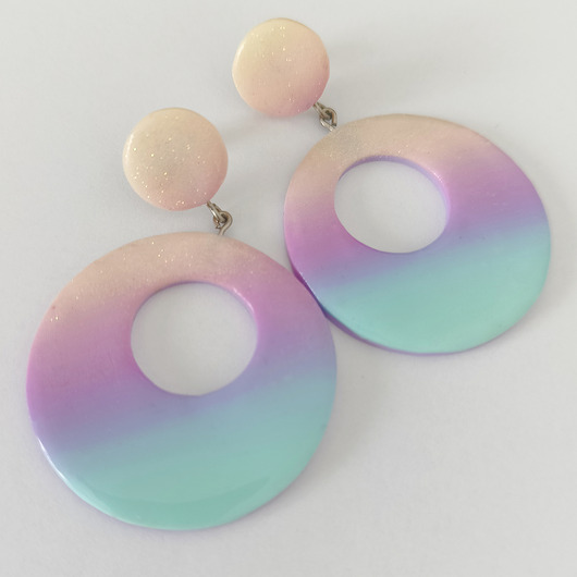 kolczyki z masy plastycznej Duże Pastelowe Kolczyki Koła