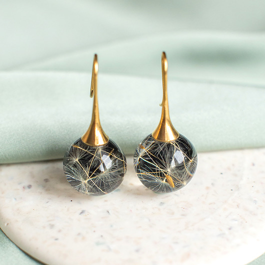 kolczyki z żywicy Kolczyki z rzęsek dmuchawca