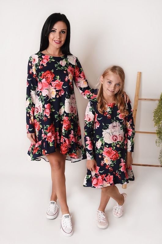 komplety damskie Komplet Sukienek "Mama i Córka" LM56/1 i LD56/1