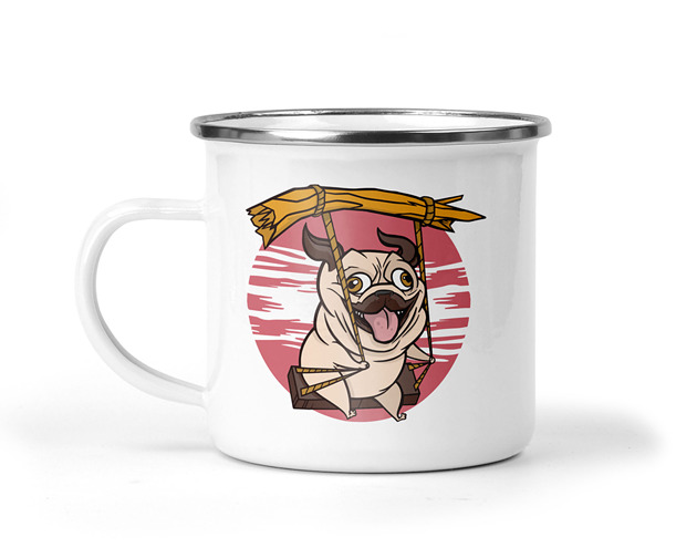 kubki Kubek metalowy szalony mops