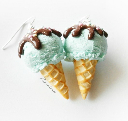 kolczyki lody miętowe- pastelowe Piecuchowo