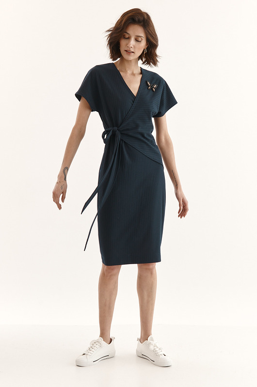 sukienki midi damskie Sukienka Beata z kopertowym przodem