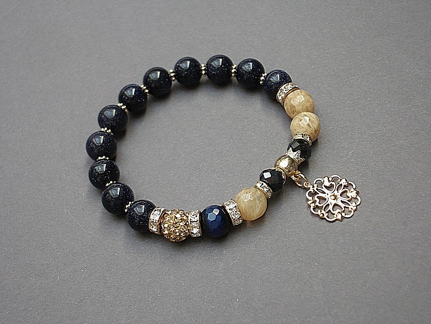 bransoletki z kamieni naturalnych Kolekcja Rich - Navy blue and beige /03.04.22/