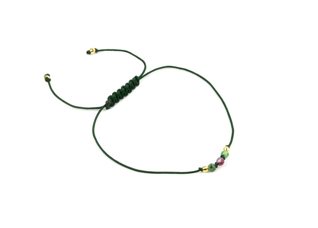  Bransoletka Zoizyt i Rubin Sznurek złoto Brazi Druse Jewelry