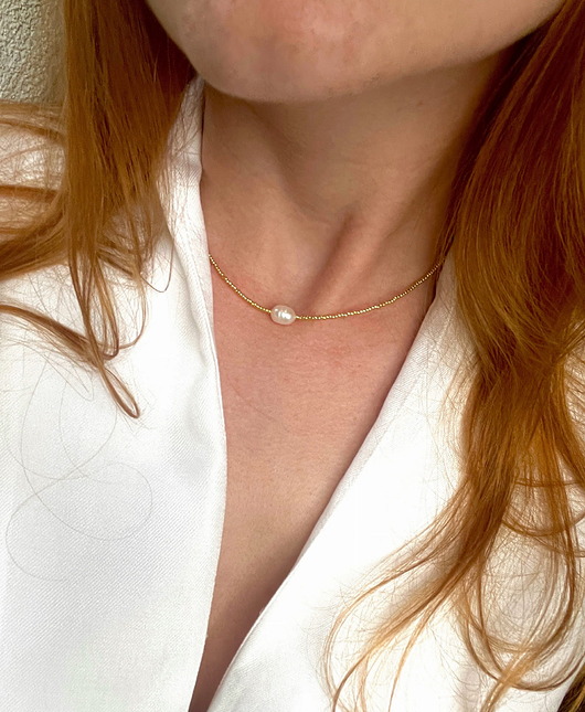 naszyjniki - inne Naszyjnik TENDER choker perła naturalna