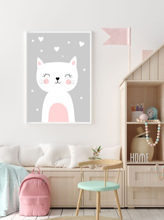 obrazy i plakaty do pokoju dziecięcego PLAKAT DO POKOJU DZIECKA kotek z kotkiem