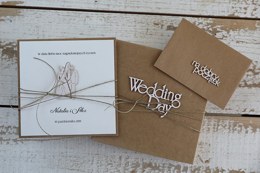 zaproszenia i kartki na ślub Orygianalna kartka ślubna ręcznie robiona Wedding Day