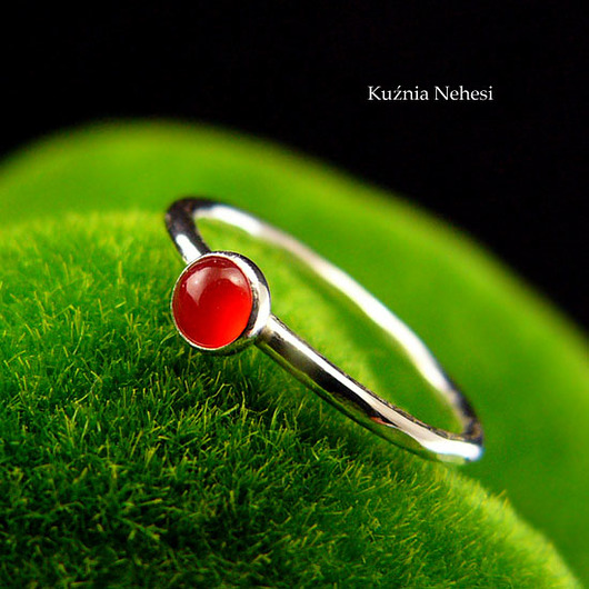 pierścionki srebrne Pierścień Drobinek - Karneol Srebro 4mm