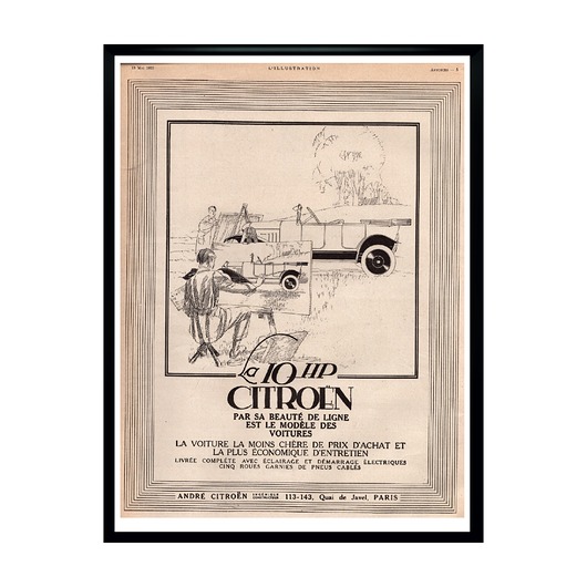 plakaty Plakat Oprawiona francuska reklama samochodów CITOREN, 1922 r