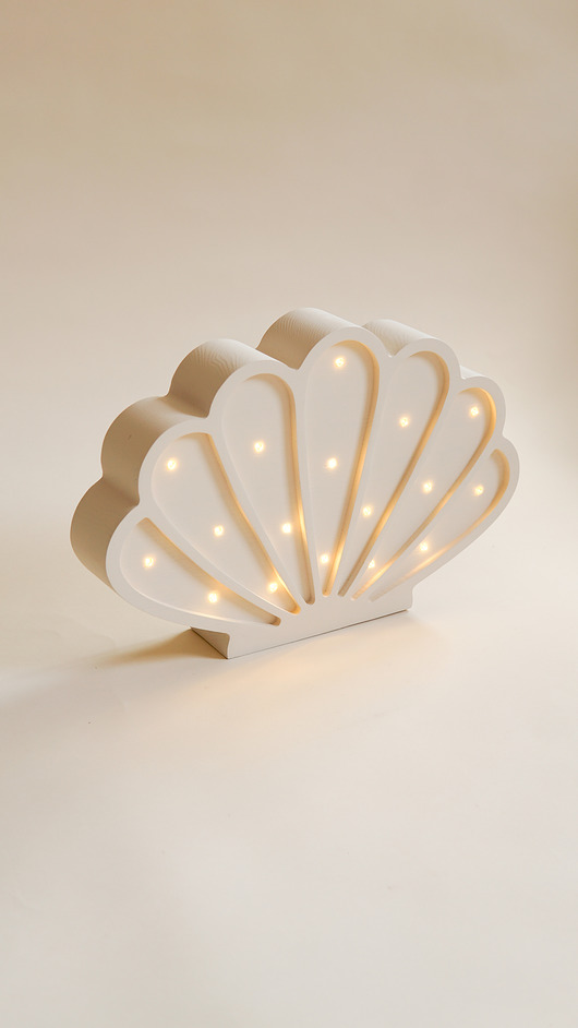 lampy do pokoju dziecka Drewniana Lampka Muszla - White