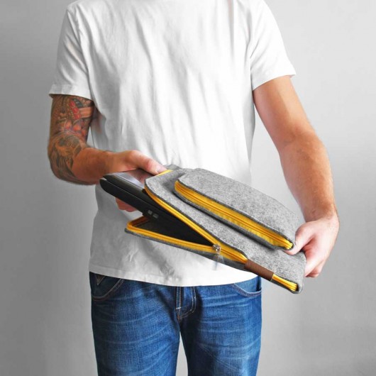 ETUI NA LAPTOPA I ZASILACZ 01 zolty zamek purol design