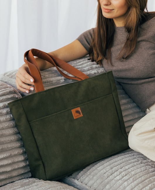 torby na ramię Torba NA LAPTOP z nubuku w kolorze khaki z rączkami rudy brąz