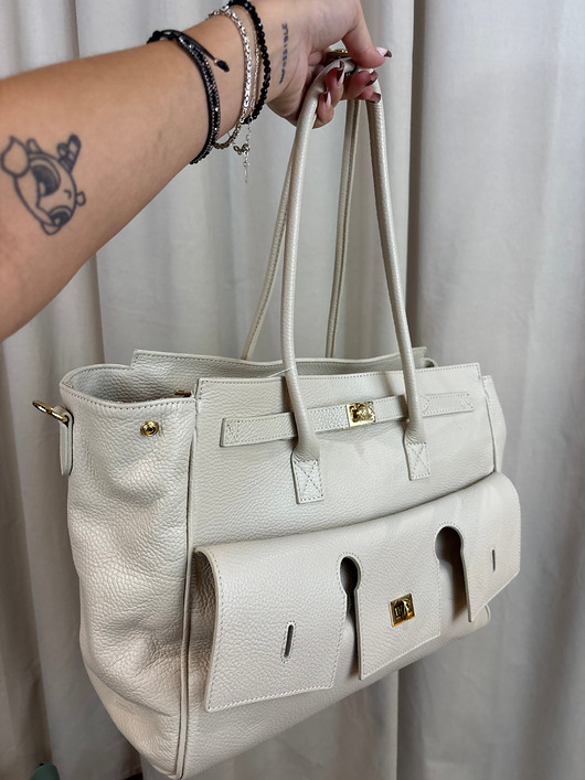 torby XXL Skórzna torba XL Beige