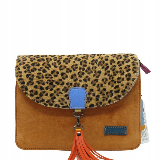 torby na ramię Torebka klasyczna damska zamszowa odpinany chwost brelok OLIVKA