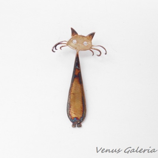 Zawieszka srebrna oksydowana- Kot Giler II brąz VENUS GALERIA