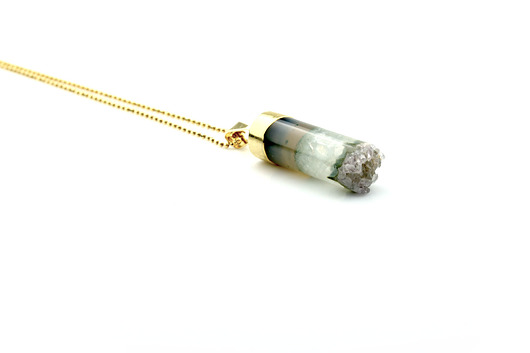 Colare Cylinder Ametystu złoto Brazi Druse Jewelry