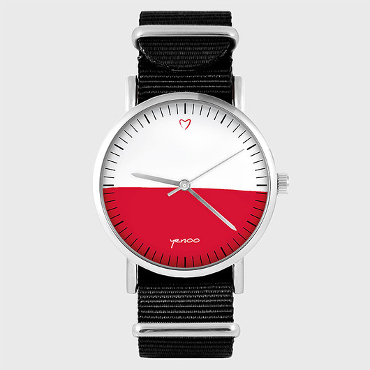 zegarki unisex Zegarek - Polska flaga - czarny, nylonowy